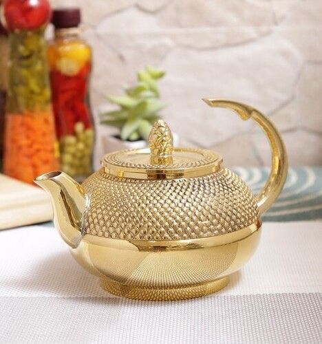 Designer Food Grade Virgin Brass Teapot For Home, Hotel, Restaurants
