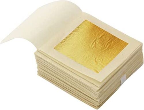 Gold Leaf Sheet - 24K Edible, 3x5 Inch Rectangular Gold Decoration | FSSAI Certified, 100 Piece Pack