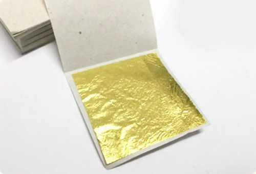 Gold Leaf Sheet - 24K Edible Golden Rectangular Decoration, 3x5 Inch Size | Pack of 100 Pieces