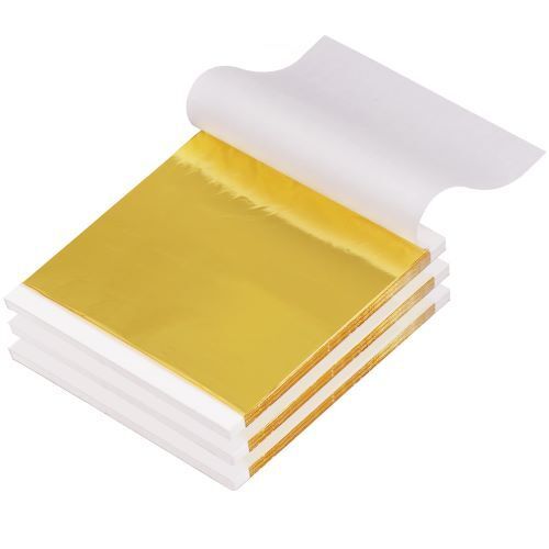 Gold Leaf Sheet - 24K Edible, Rectangular 3x5 Inch Golden Decoration | Pack of 100 Pieces