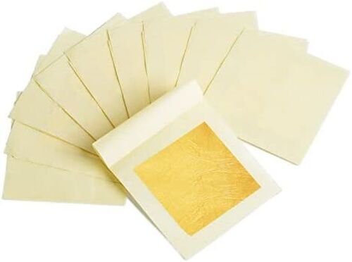 Gold Leaf Sheet - 24K Edible Rectangular Sheets, 3x5 Inch Size, Golden Color | FSSAI Certified, Pack of 100 Pieces