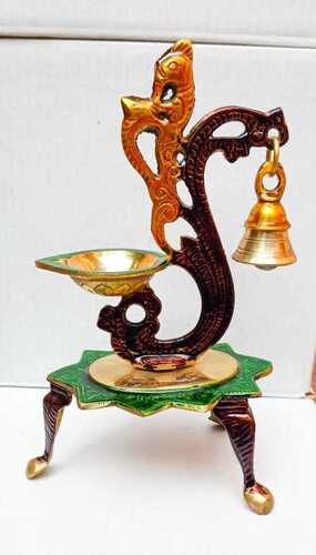 Handcrafted Decorative Brass Metal Pooja Diya With Stand For Home