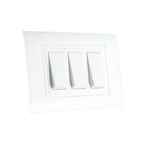 White Insulation And Temperature Resistance Plastic Electric Three Modular Switches