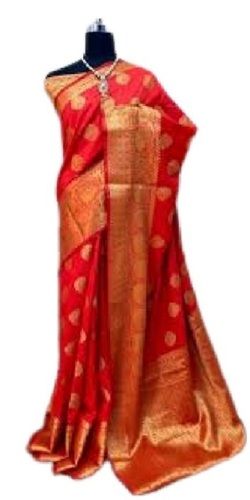 Art Silk Ladies Festive Wear Printed Banarasi Saree With Attach Blouse