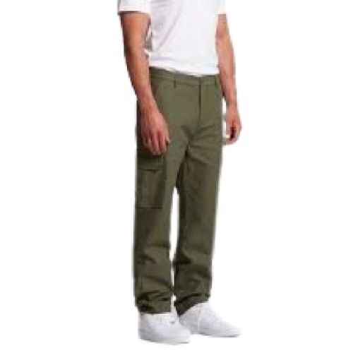 Cool Pass Mens Plain Green Double Pockets Cotton Regular Fit Cargo Pant