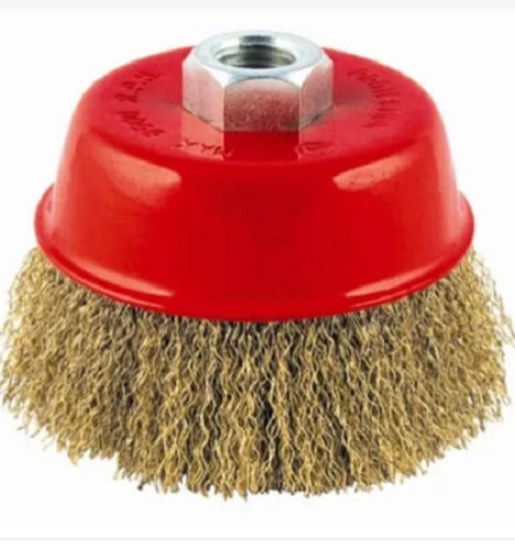 Red 10 Inches Diameter Lightweight Round Shape Wire Brush For Road Cleaning