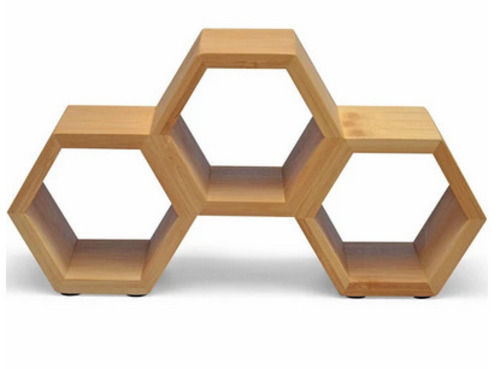 Brown 2 Kilogram Modern Hexagon Polished Finish Wooden Wi Ne Rack 