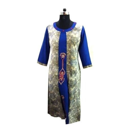 3-4Th Sleeves Casual Wear Printed Modern Polyester Fancy Kurtis Bust Size: 20 Inch (In)