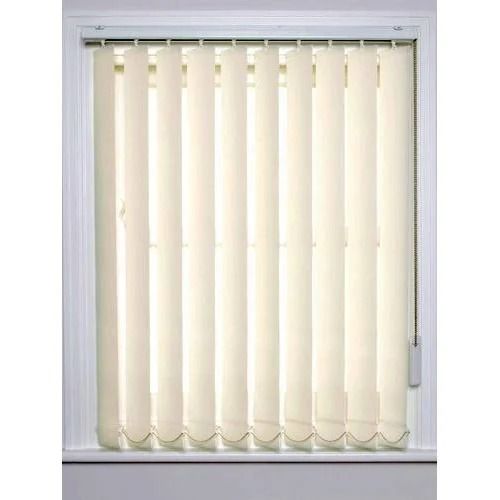 Cream 3 Foot Long Modern Slat Polyester Vertical Blinds For Window