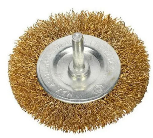 Silver 5 Inches Long Lightweight Galvanized Finish Brass Round Wheel Brush For Road Cleaning