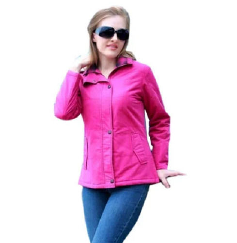 Pink 67 Inch Hight Polyester Girls Jackets For Winter