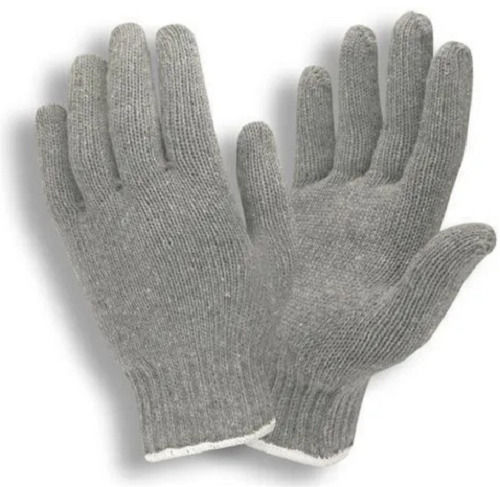 Grey Daily Life Plain Full Finger Cotton Gloves 