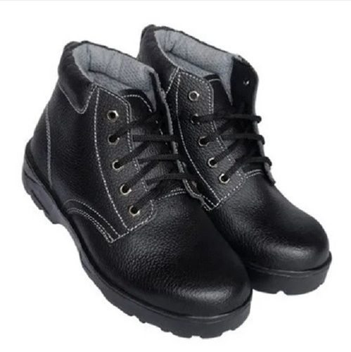 Black Comfortable Round Toe Lace-Up Style Pvc Leather Safety Boots For Mens