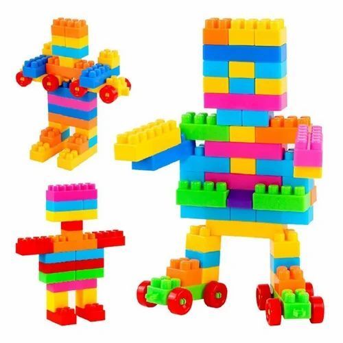 Red Multi Color Plastic Diy Educational Building Blocks For Kids Use