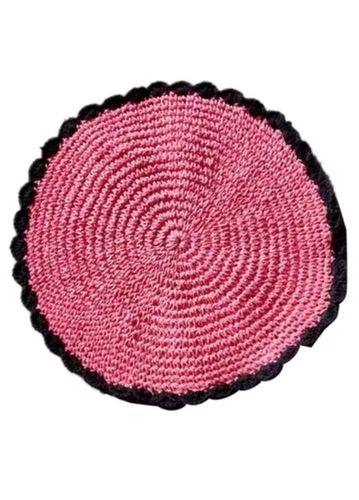 Pink Soft Flexible Anti Slip Plain Pattern Round Shape Jute Door Mat For Home