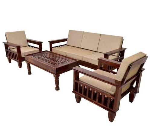 Brown Termite Proof Hard Wooden Sofa Set For Living Room Use