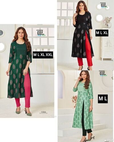 Women Front Slit Long Gown with Pintex Work and Thread Work Kurtis