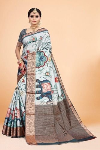 Women Pure Kalamkari Dola Silk Sarees With Blouse Broken (%): 5%