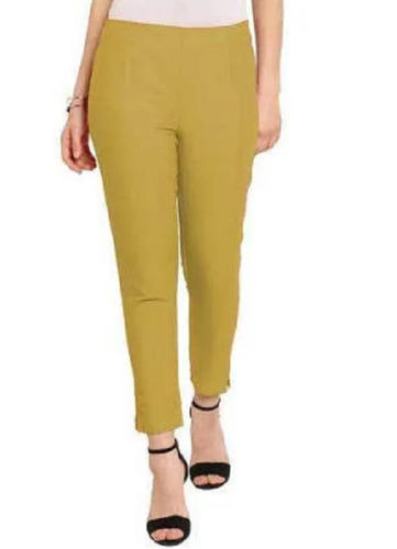 Yellow 40 Inch Length Straight Regular Fit Modern Plain Cotton Pants 