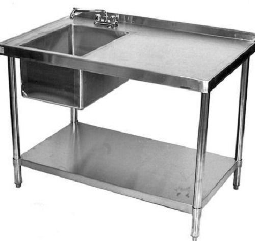4x3x4 Feet 25 Kilogram Floor Mounted Polished Stainless Steel Table Sink 