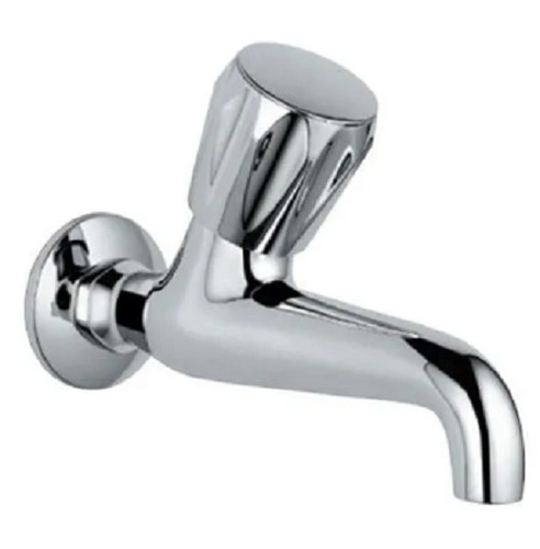 7 Inch Round Stainless Steel Glossy Finish Wall Mounted Bib Cock For Bathroom - Silver Color, Easy Installation, Modern Design