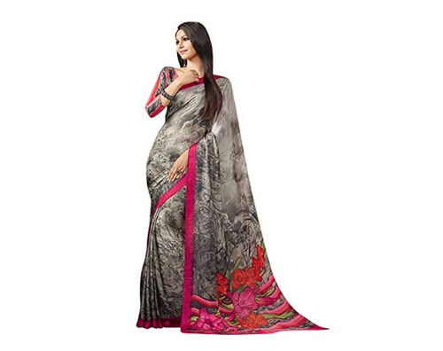 Multicolor Bollywood Style Casual Wear Printed Georgette Sarees With Blouse