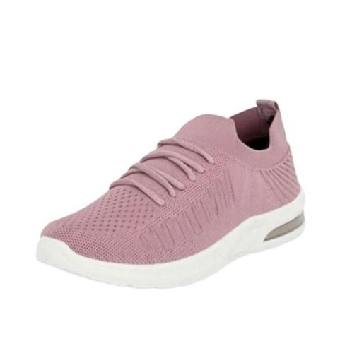 Purple Comfortable And Stretchable Lace Up Mesh Sports Shoes For Women'S 