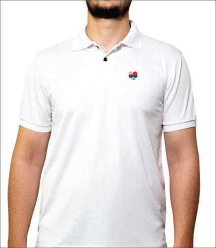 Black Mens Promotional Plain White Polo Collar Half Sleeves Cotton T-Shirts