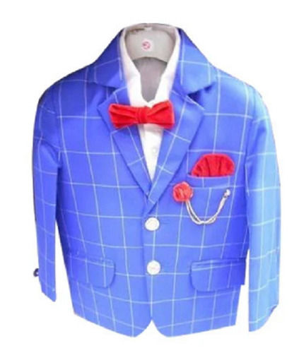 Party Wear Full Sleeve Checked Modern Kids Suits For Boys 