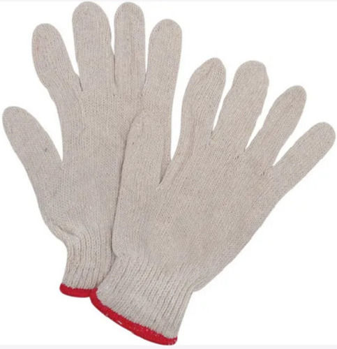 White Washable And Reusable Comfortable Fit Plain Cotton Full Finger Hand Gloves