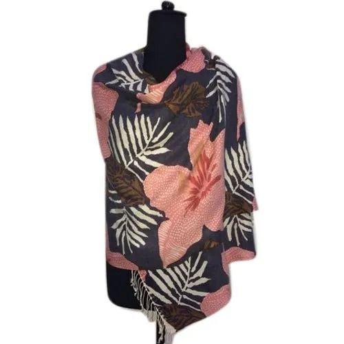 Multi 180 X 70 X 70 Cm Printed Woolen Cashmere Shawls For Ladies 