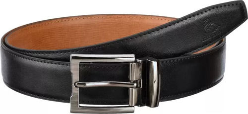 Black 36 Inch Reversible Plain Steel Buckle And Genuine Leather Belt For Mens