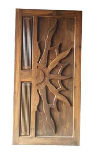 7 Feet Solid Wood Rectangular Finish Carved Wooden Door