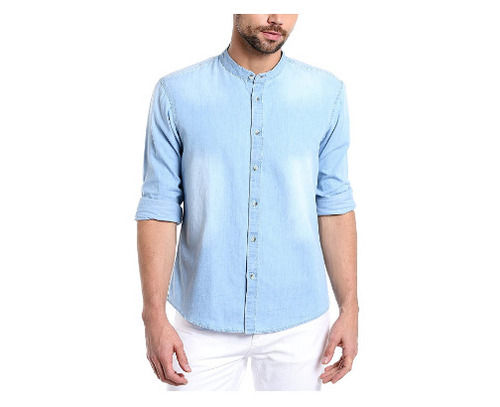 Casual Wear Full Sleeve Button Closure Plain Denim Fancy Shirt For Mens 