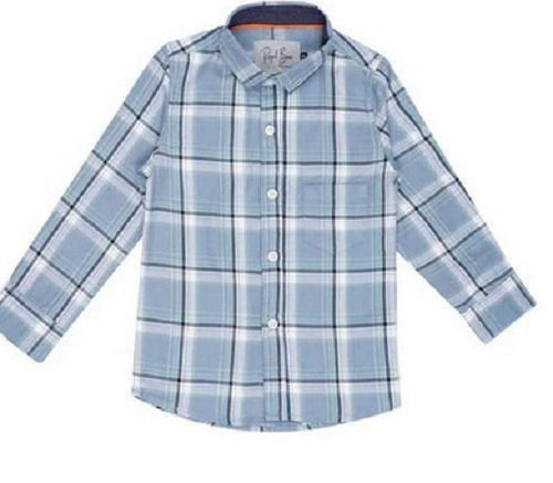 Full Sleeve Straight Collar Soft Cotton Check Printed Shirt For Boys