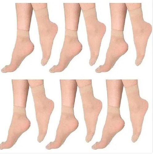 Plain Pattern Free Size Elastic Nylon Ankle Length Socks For Womens