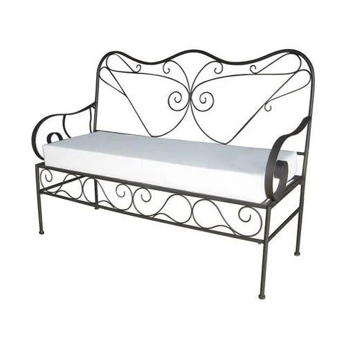 Powder Coated Designer Rectangular Shaped Wrought Metal Sofa No Assembly Required