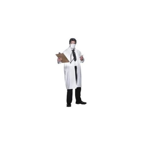 White Round Collar Full Sleeve Ankle Length Button Closure Knitted Doctors Uniform 