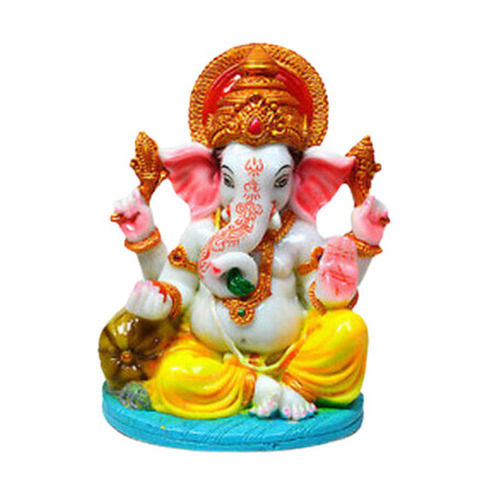 Easy To Clean 13.4 Centimeter Polished Finished Religious Marble Ganesh Statue