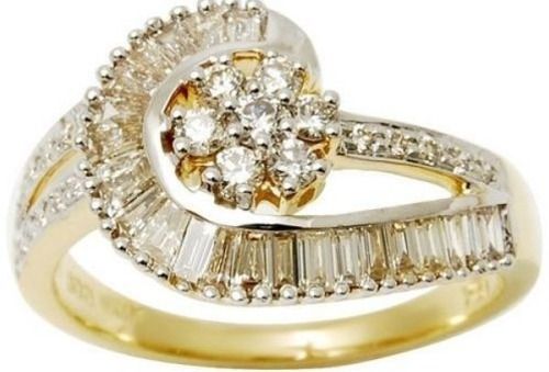 14 Mm Round Designer Natural Diamond Ring For Women  Very Good