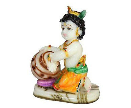 20 Centimeter Religious Handmade Matki Makhan Chor Marble Statue