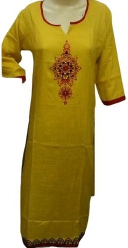 Multicolor 42 Inches Long Breathable Printed Kurti For Ladies 