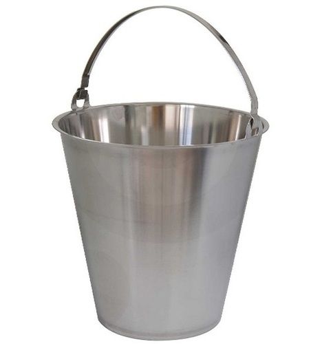 Silver 5 Litre Storage Round Polished Finished Stainless Steel Bucket With Handle