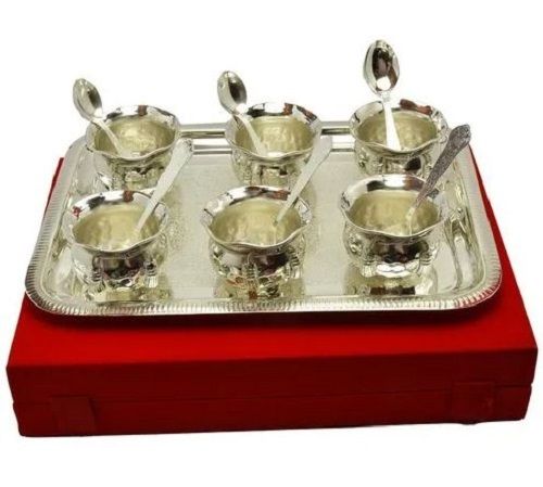 6 Pieces Set 3 Inches Deep Stainless Steel Silver Plated Bowls