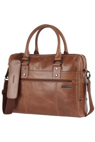 कॉलेज और ऑफिस के उपयोग के लिए ब्राउन लेदर लैपटॉप ज़िपर बैग
