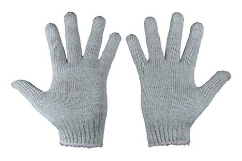 Gray Comfortable Fit Washable And Reusable Plain Cotton Full Finger Hand Gloves