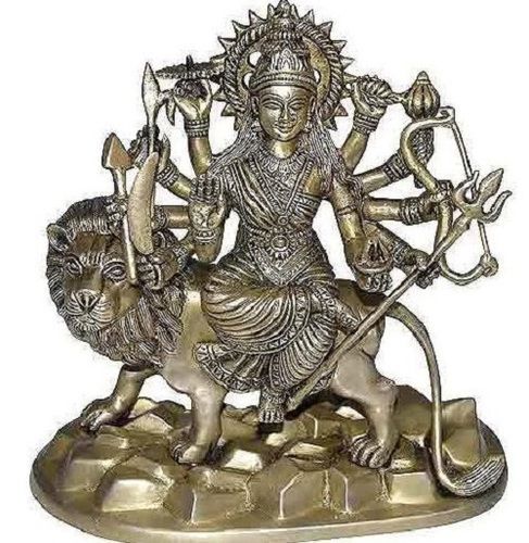 Easy To Clean Golden Finish Polished Brass Religious Hindu Goddess Durga Statue