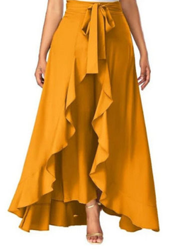 Plain Dyed Anti Wrinkle Soft And Comfortable Flared Rayon Palazzo