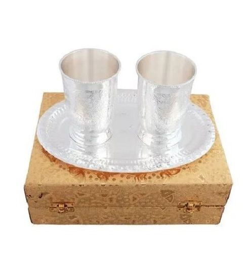 Premium Quality Silver Plated Water Glass With Plate Set