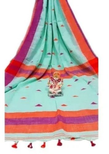 Traditional Banarasi Multicolor Printed Khadi Cotton Saree For Women 